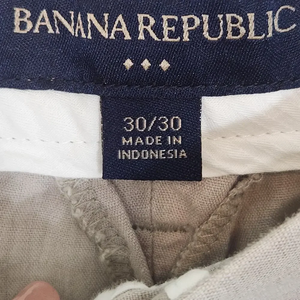 Banana Republic Linen Men 30x30 Pants Beige Chino Lightweight Resort Classic